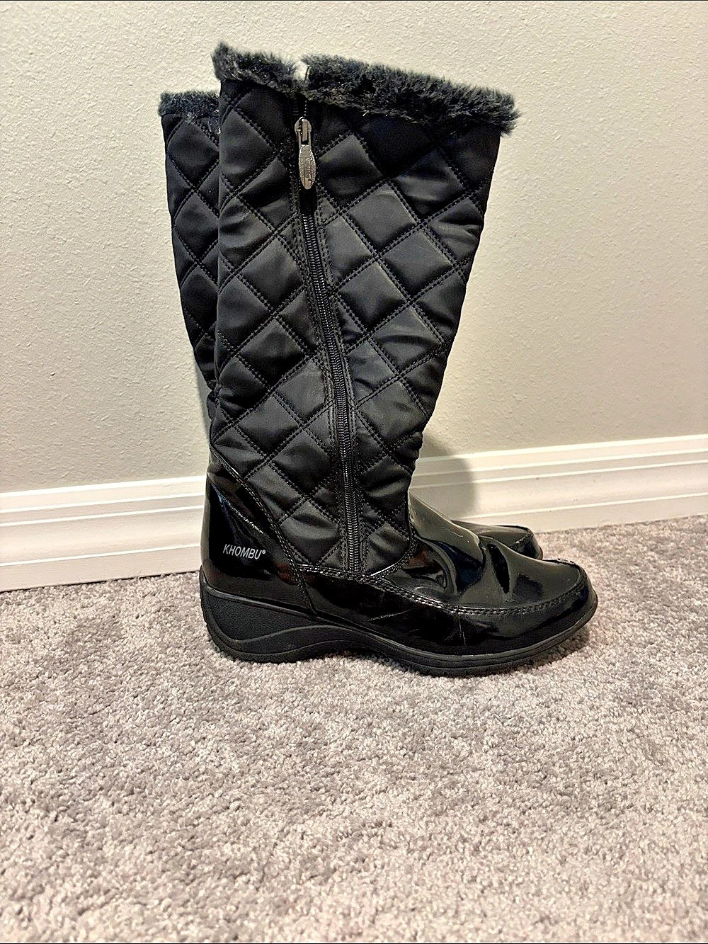 Khombu Quilted Black Winter Boots